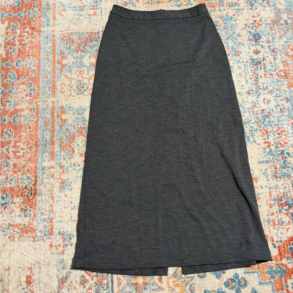 Vintage Ann Taylor long grey slinky jersey midi skirt